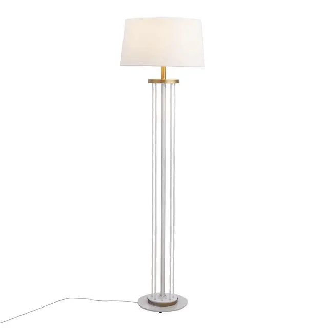 Alt view image 4 of 7 - Rope Contemporary Floor Lamp in Natural Wood, White Metal, and White Rope Accent