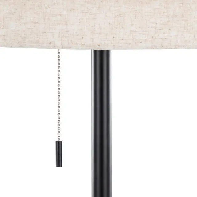 Alt view image 7 of 7 - Tier 64" Contemporary Metal Floor Lamp in Black Metal with Beige Linen Shade