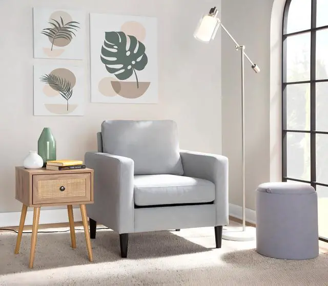 Alt view image 7 of 7 - Contemporary Floor Lamp in White Marble and Nickel Metal with Clear and Frosted Glass Shade