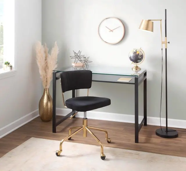 Alt view image 2 of 7 - Metric Floor Lamp in Black and Antique Brass