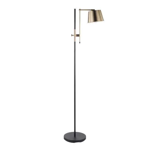 Alt view image 6 of 7 - Metric Floor Lamp in Black and Antique Brass