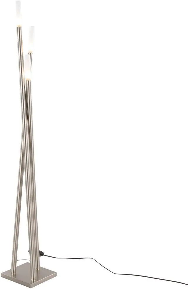 Alt view image 5 of 7 - Icicle Contemporary Floor Lamp in Brushed Nickel