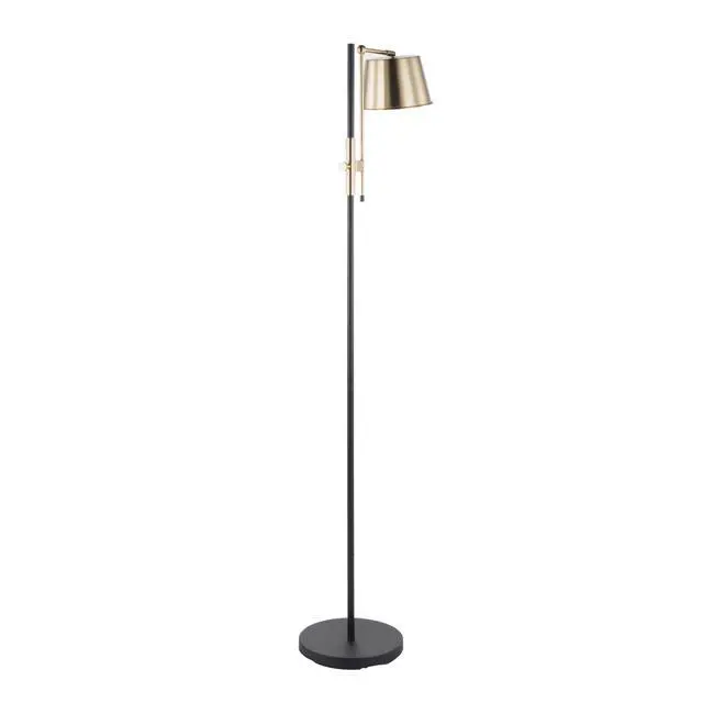 Alt view image 7 of 7 - Metric Floor Lamp in Black and Antique Brass