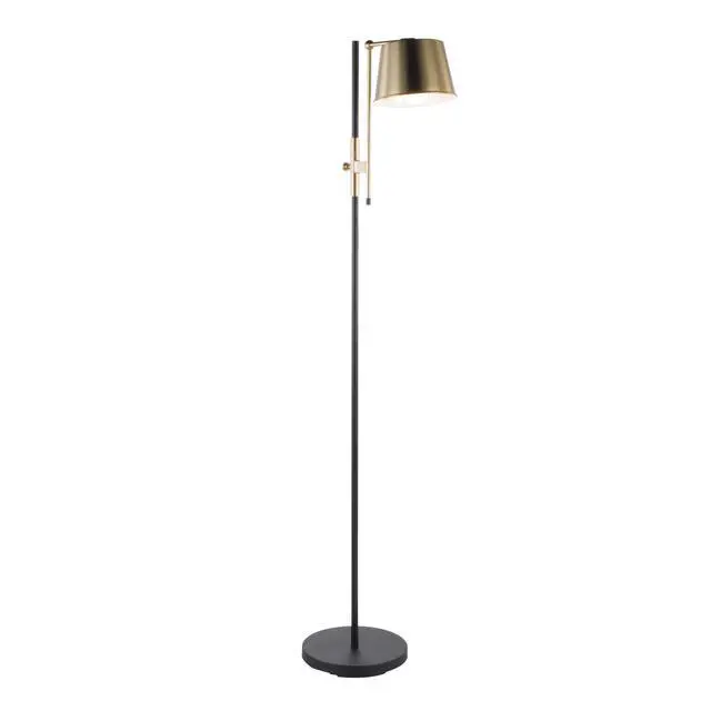 Alt view image 5 of 7 - Metric Floor Lamp in Black and Antique Brass