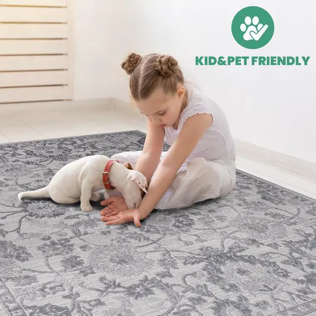 Alt view image 5 of 6 - Collection 90*63 inch Grey / Silver / Oriental Area Rug
