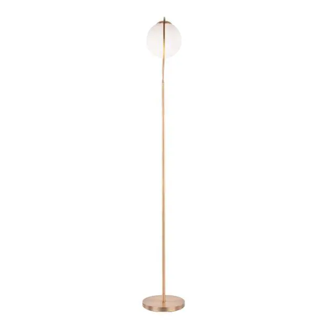 Alt view image 6 of 7 - Moon Contemporary Floor Lamp in Gold Metal and Frosted Glass