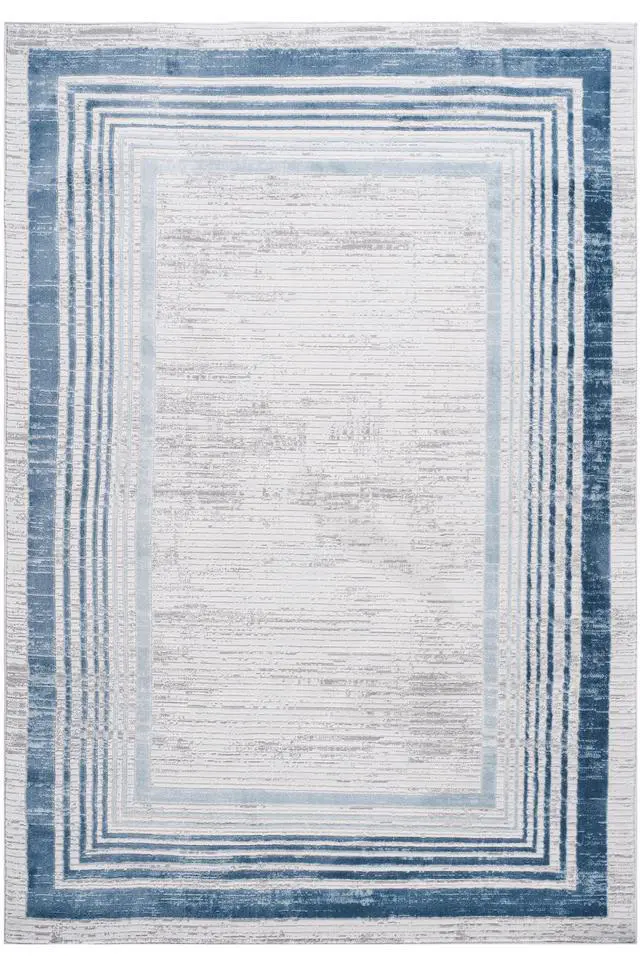 Alt view image 2 of 7 - Collection 36*24 inch Blue / Ivory / Bordered Doormat Rug