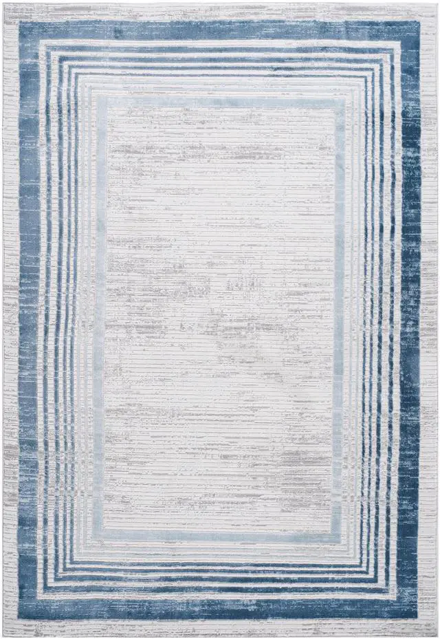 Alt view image 2 of 7 - Collection 90*63 inch Blue / Ivory / Bordered Area Rug