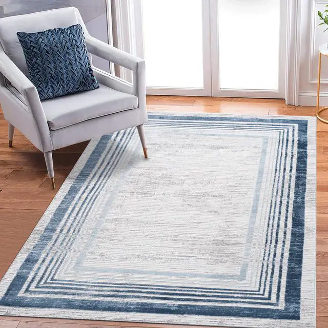 Main image of Collection 90*63 inch Blue / Ivory / Bordered Area Rug
