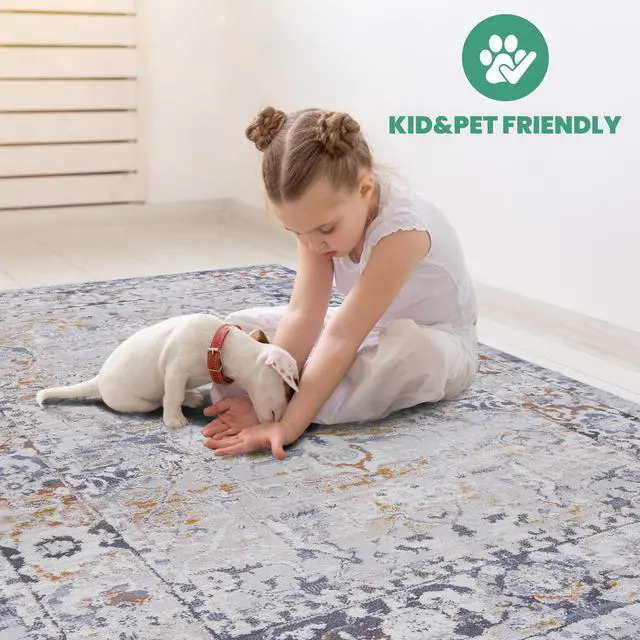 Alt view image 6 of 7 - Collection 36*24 inch Ivory / Grey / Traditional Doormat Rug