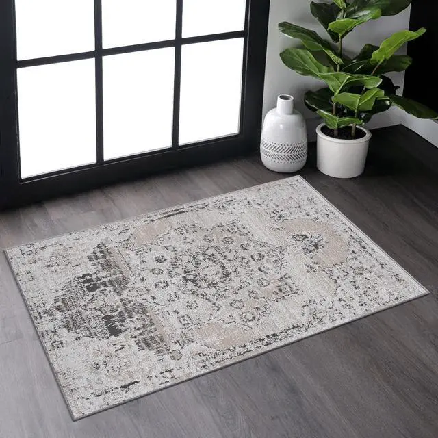 Main image of Collection 36*24 inch Cream / Beige / Medallion Doormat Rug