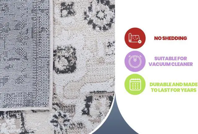 Alt view image 7 of 7 - Collection 36*24 inch Cream / Beige / Medallion Doormat Rug