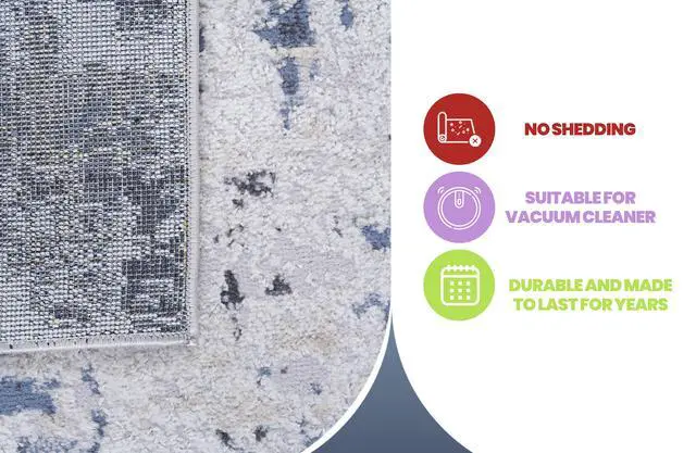 Alt view image 7 of 7 - Collection 36*24 inch Grey / Denim / Abstract Doormat Rug