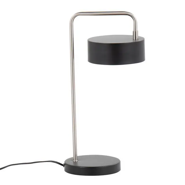 Alt view image 3 of 6 - Contemporary Table Lamp in Nickel and Black Metal