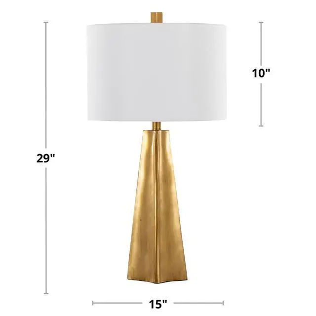 Alt view image 3 of 7 - Pompeii 29" Contemporary Polyresin Table Lamp in Gold Polyresin and White Linen
