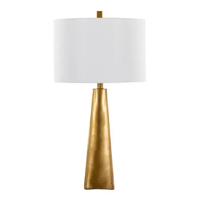 Alt view image 6 of 7 - Pompeii 29" Contemporary Polyresin Table Lamp in Gold Polyresin and White Linen