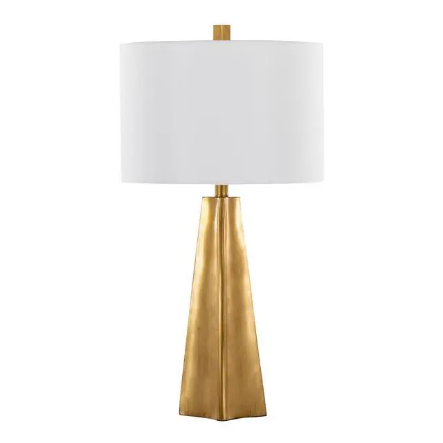 Alt view image 4 of 7 - Pompeii 29" Contemporary Polyresin Table Lamp in Gold Polyresin and White Linen