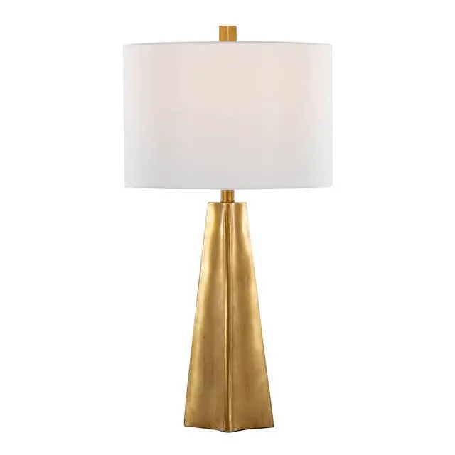 Alt view image 5 of 7 - Pompeii 29" Contemporary Polyresin Table Lamp in Gold Polyresin and White Linen