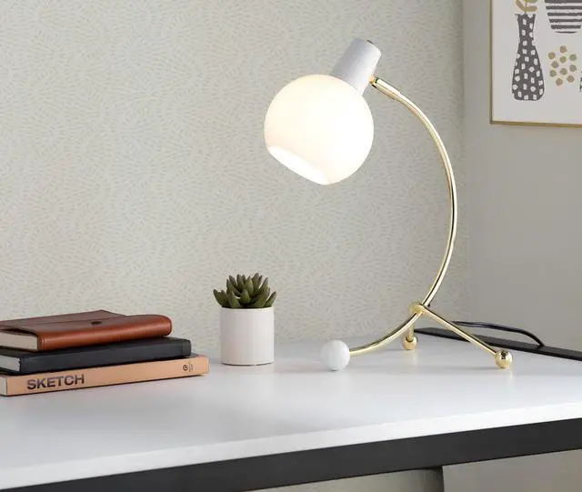 Main image of Eileen Contemporary Task Lamp in Gold Metal and White Plastic Shade