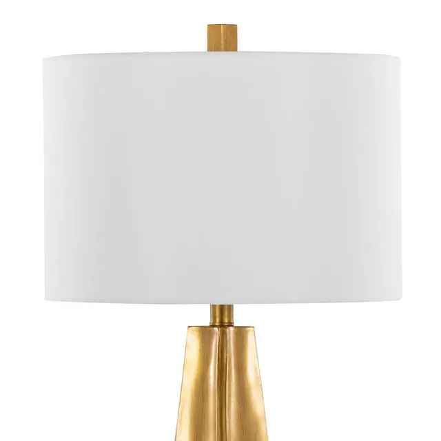 Alt view image 7 of 7 - Pompeii 29" Contemporary Polyresin Table Lamp in Gold Polyresin and White Linen