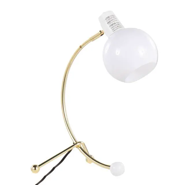 Alt view image 4 of 7 - Eileen Contemporary Task Lamp in Gold Metal and White Plastic Shade