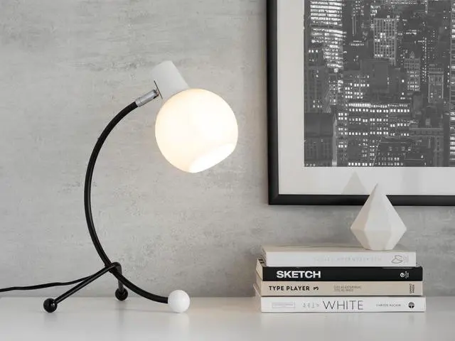 Alt view image 2 of 7 - Eileen Contemporary Task Lamp in Black Metal and White Plastic Shade