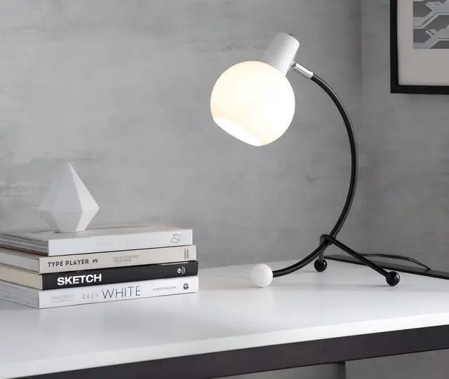 Main image of Eileen Contemporary Task Lamp in Black Metal and White Plastic Shade