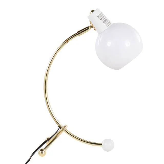 Alt view image 5 of 7 - Eileen Contemporary Task Lamp in Gold Metal and White Plastic Shade