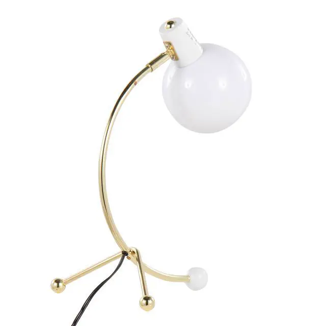Alt view image 7 of 7 - Eileen Contemporary Task Lamp in Gold Metal and White Plastic Shade