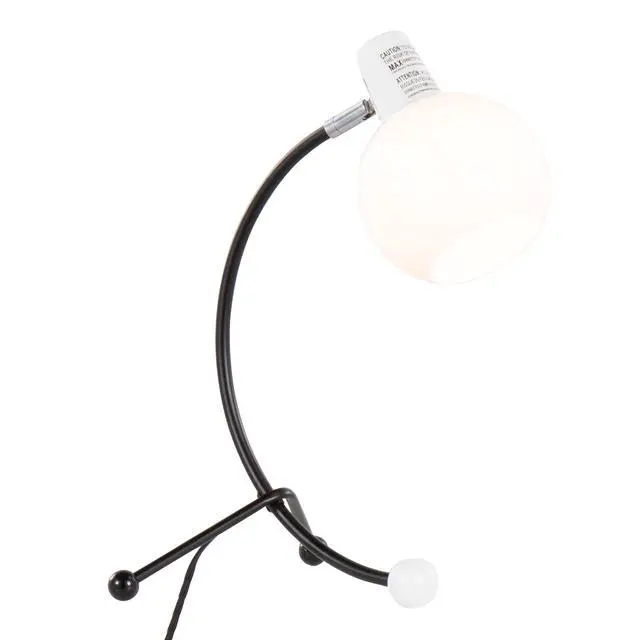 Alt view image 4 of 7 - Eileen Contemporary Task Lamp in Black Metal and White Plastic Shade