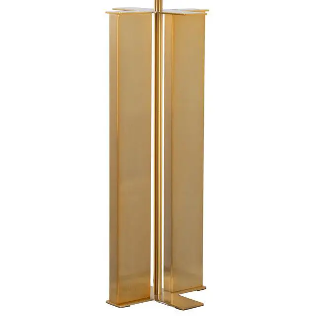 Alt view image 7 of 7 - 28" Metal Table Lamp in Antique Brass and White Linen