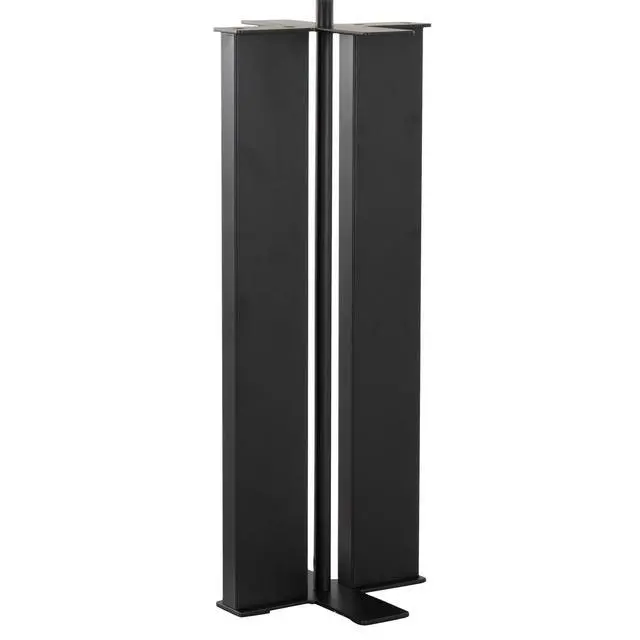 Alt view image 7 of 7 - 28" Contemporary Metal Table Lamp in Black Metal and White Linen