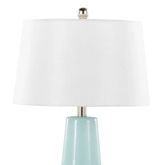 Alt view image 6 of 7 - Penelope 22" Contemporary Ceramic Table Lamp with Tiffany Blue & Silver Ceramic Body and White Shade