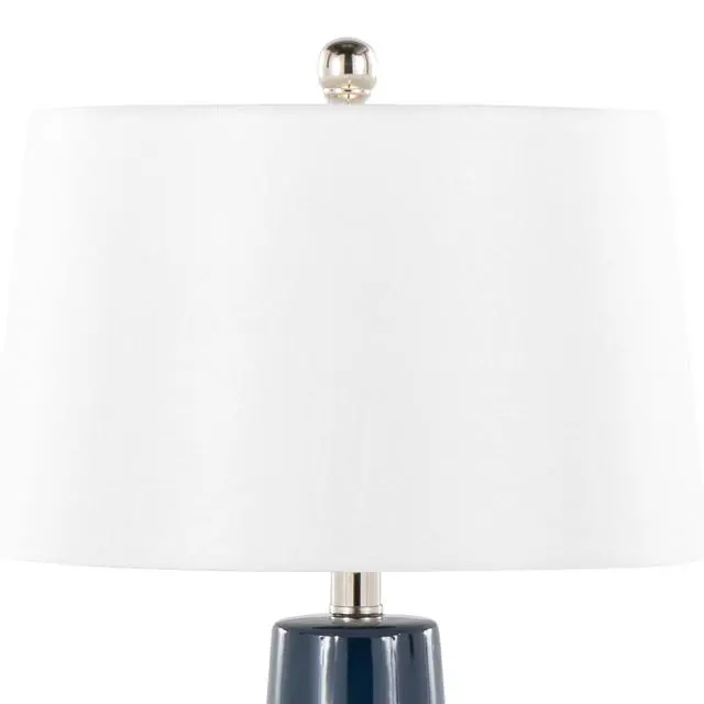 Alt view image 6 of 7 - Penelope 22" Contemporary Ceramic Table Lamp with Dark Blue & Silver Ceramic Body and White Shade