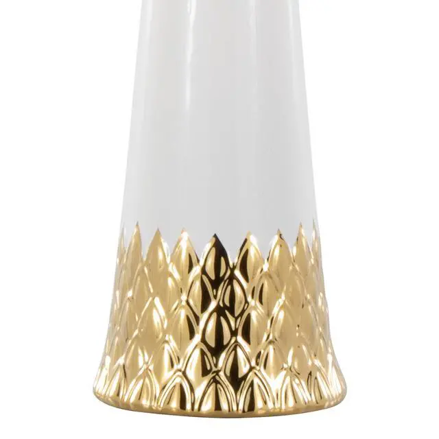 Alt view image 5 of 7 - Penelope 22" Contemporary Ceramic Table Lamp with White & Gold Ceramic Body and White Shade