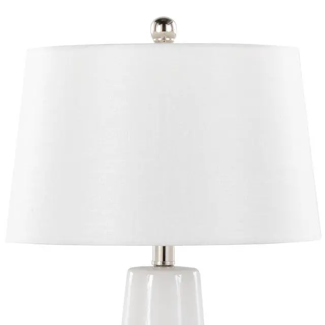 Alt view image 6 of 7 - Penelope 22" Contemporary Ceramic Table Lamp with White & Gold Ceramic Body and White Shade