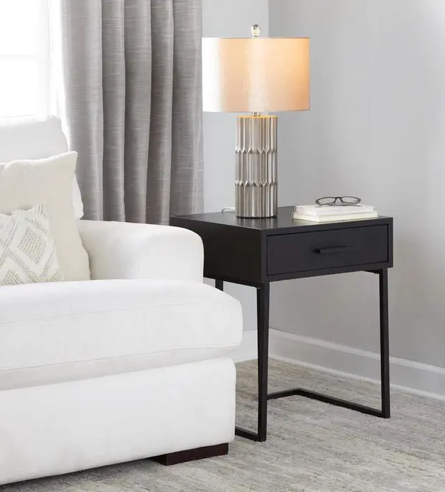 Alt view image 2 of 7 - 22" Contemporary Ceramic Table Lamp in Brown and Metallic Brown Ceramic with Champagne Shade