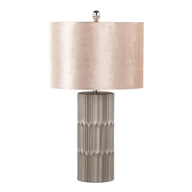 Alt view image 3 of 7 - 22" Contemporary Ceramic Table Lamp in Brown and Metallic Brown Ceramic with Champagne Shade