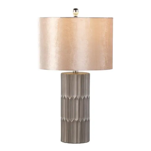 Alt view image 4 of 7 - 22" Contemporary Ceramic Table Lamp in Brown and Metallic Brown Ceramic with Champagne Shade