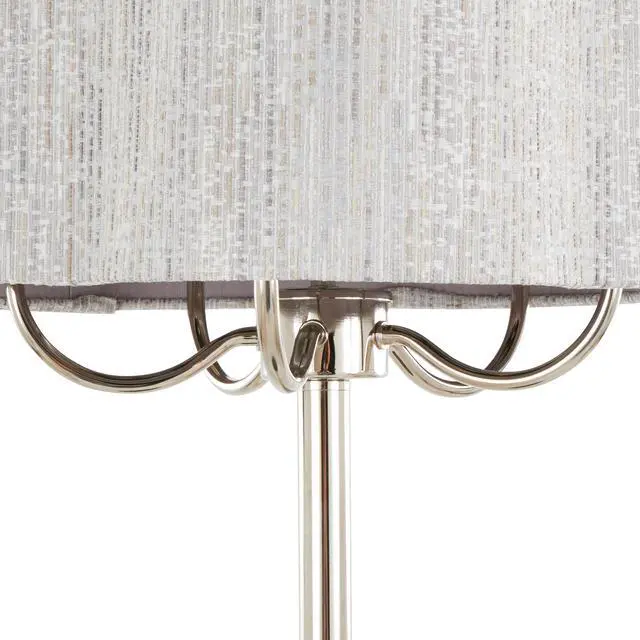 Alt view image 4 of 6 - Lily 30" Contemporary Metal Table Lamp in Polished Nickel with Grey Linen Hardback Shade