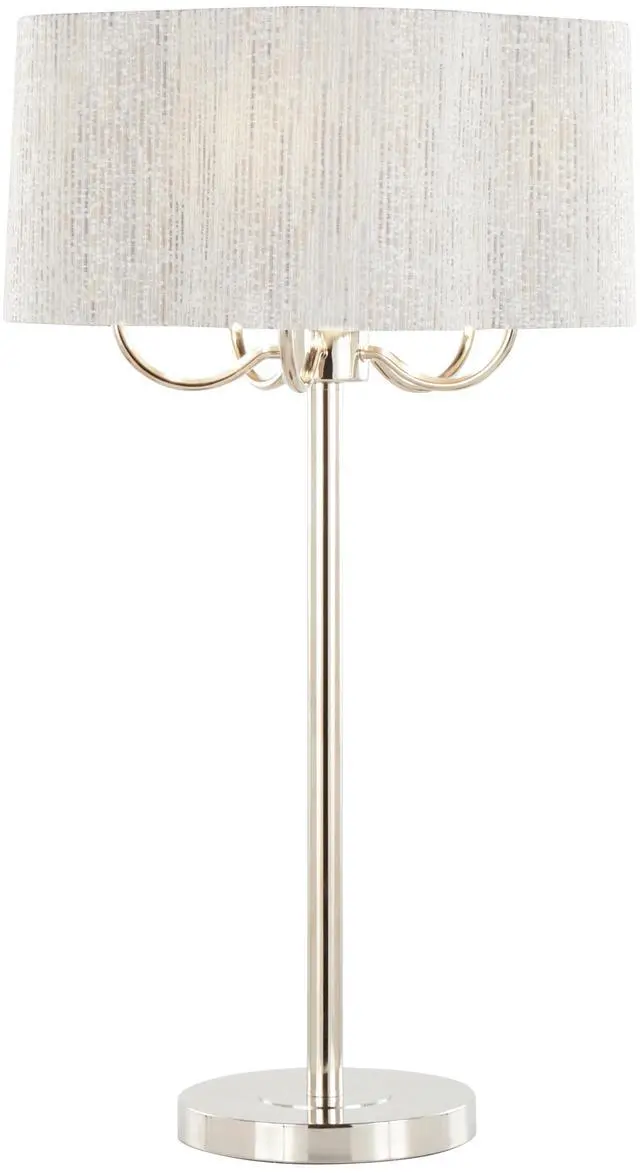 Alt view image 2 of 6 - Lily 30" Contemporary Metal Table Lamp in Polished Nickel with Grey Linen Hardback Shade