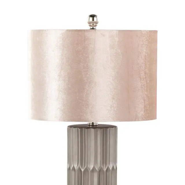 Alt view image 5 of 7 - 22" Contemporary Ceramic Table Lamp in Brown and Metallic Brown Ceramic with Champagne Shade