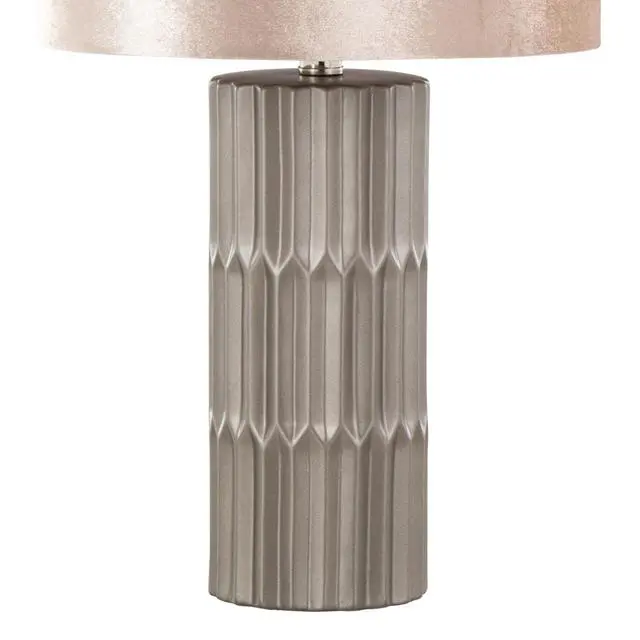 Alt view image 6 of 7 - 22" Contemporary Ceramic Table Lamp in Brown and Metallic Brown Ceramic with Champagne Shade