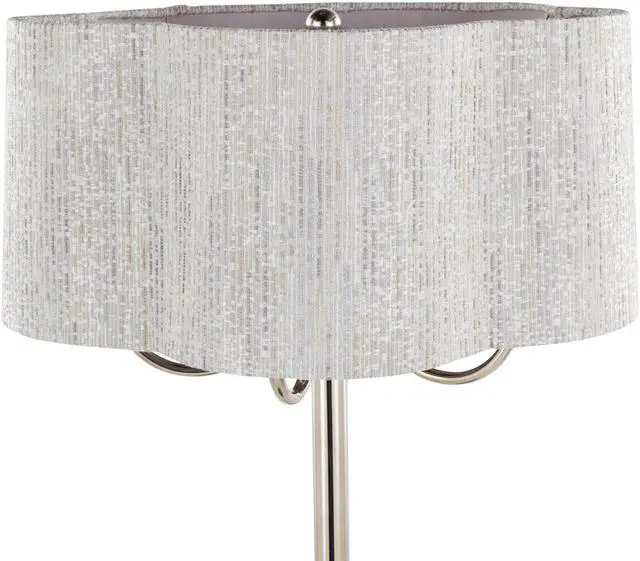 Alt view image 5 of 6 - Lily 30" Contemporary Metal Table Lamp in Polished Nickel with Grey Linen Hardback Shade