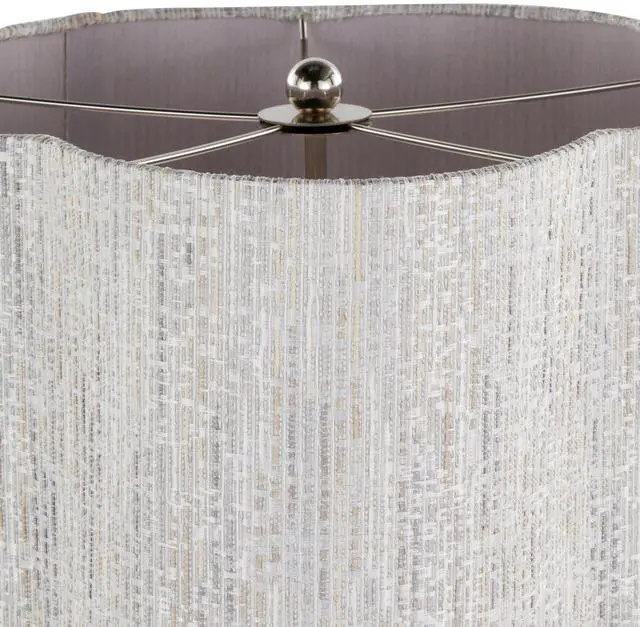 Alt view image 6 of 6 - Lily 30" Contemporary Metal Table Lamp in Polished Nickel with Grey Linen Hardback Shade
