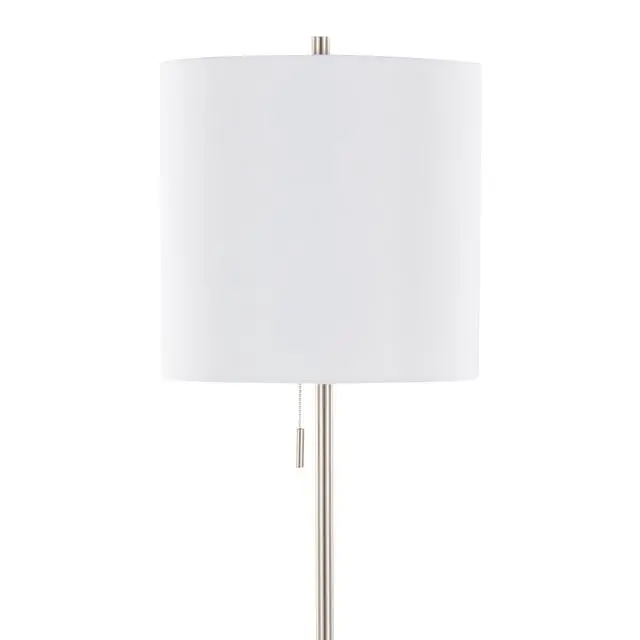 Alt view image 5 of 7 - 64" Contemporary Metal Floor Lamp in Brushed Nickel with White Linen Shade