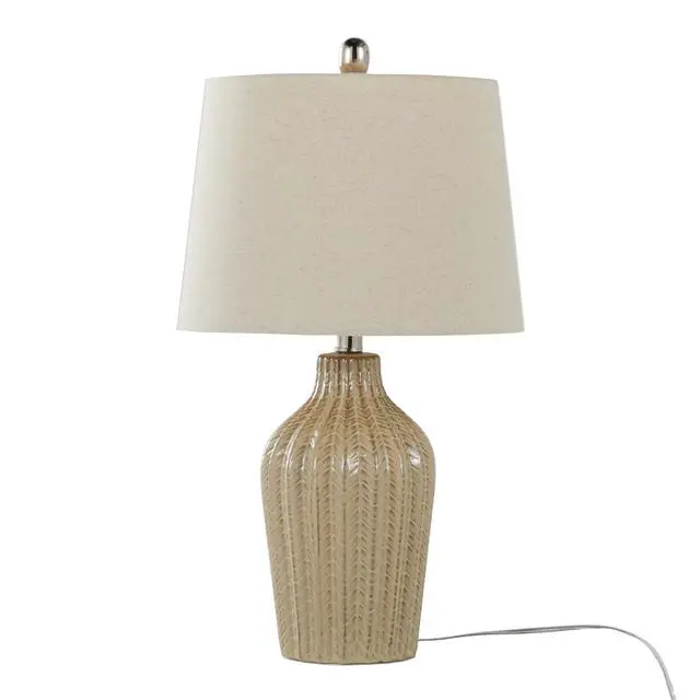 Alt view image 3 of 6 - Rockwell 23" Contemporary Ceramic Table Lamp in Cuban Sand Ceramic, Polished Nickel and Natural Linen Shade From Grandview Gallery - Set Of 2