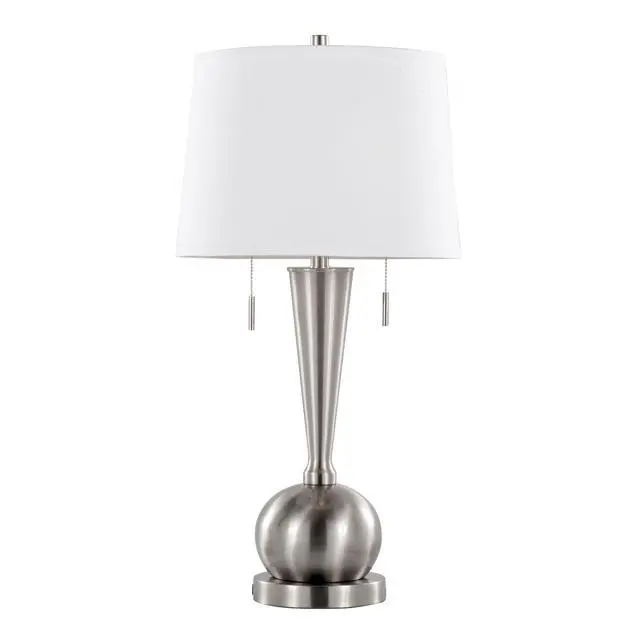 Alt view image 3 of 6 - Jules 30.25" Contemporary Metal Table Lamp in Brushed Nickel with White Linen Shade and Built-in Usb Port From Grandview Gallery - Set Of 2