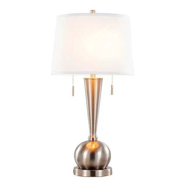 Alt view image 4 of 6 - Jules 30.25" Contemporary Metal Table Lamp in Brushed Nickel with White Linen Shade and Built-in Usb Port From Grandview Gallery - Set Of 2