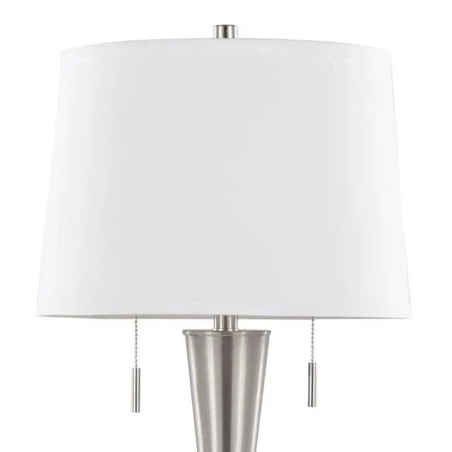 Alt view image 6 of 6 - Jules 30.25" Contemporary Metal Table Lamp in Brushed Nickel with White Linen Shade and Built-in Usb Port From Grandview Gallery - Set Of 2
